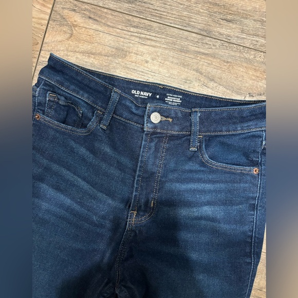 Old Navy Rockstar Super Skinny Extra High Rise Disstressed Denim Blue Jeans 6 - Picture 3 of 6